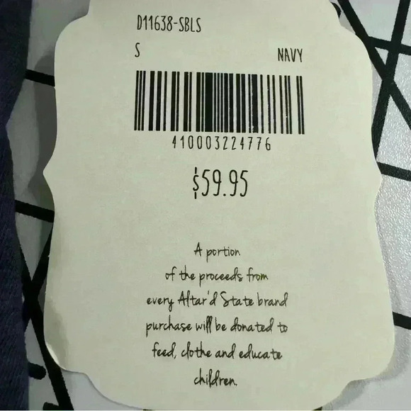 NWT Altar’d State Size S Long Sleeve Ruffle Trim Blue Cotton Tunic Brand New - Picture 9 of 11